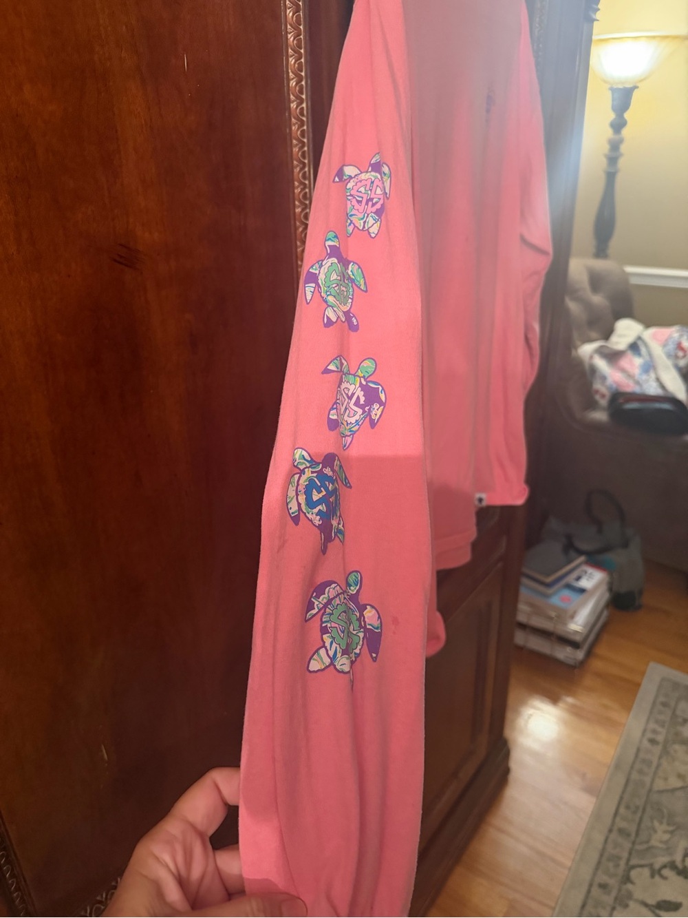 Simply Southern Pink Long Sleeve Tee with Small Turtle Logo - Picture 3 of 5